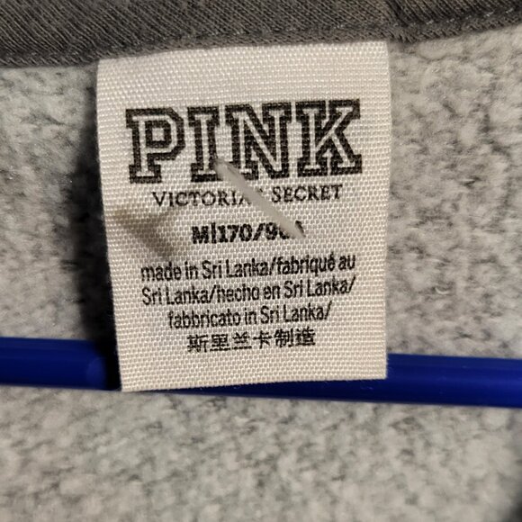 VICTORIAS SECRET PINK FULL ZIP GRAY HOODIE JACKET SZ M - Picture 4 of 4